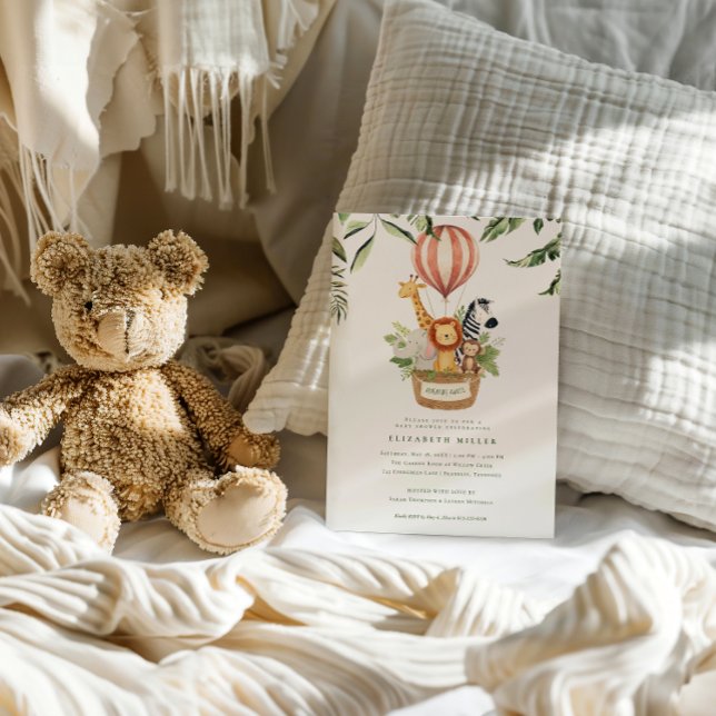 Adventure Awaits | Cute Safari Animals Baby Shower Einladung (Von Creator hochgeladen)