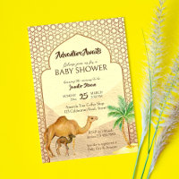 Adventure awaits desert baby camel baby shower