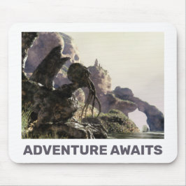 Adventure Awaits. Fantasy landscape Mousepad