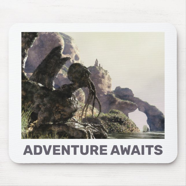 Adventure Awaits. Fantasy landscape Mousepad (Vorne)