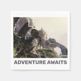 Adventure Awaits. Fantasy landscape Serviette