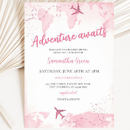 Adventure Awaits Girl Baby Shower Einladung