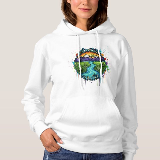 Adventure Awaits Graffiti 3D Crop Hoodie (Vorderseite)