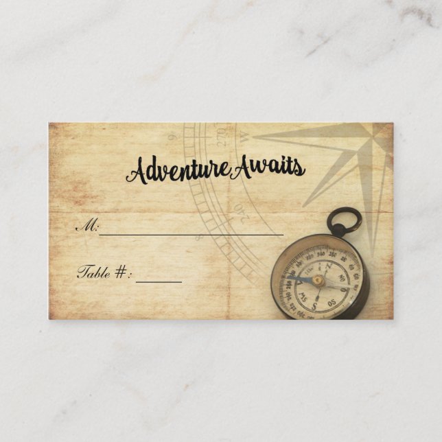 Adventure Awaits Hochzeit Platzkarte (Vorderseite)