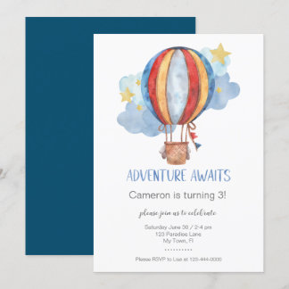 Adventure Awaits Hot Air Ballon Geburtstagsparty Einladung