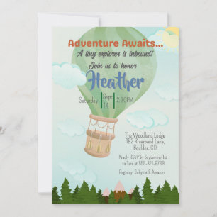 Adventure Awaits Hot Air Balloon Baby Shower Einladung