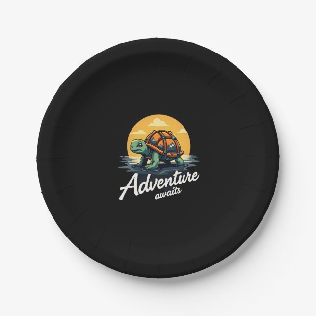 Adventure Awaits is Hiking Adventures is Outdoor A Pappteller (Vorderseite)