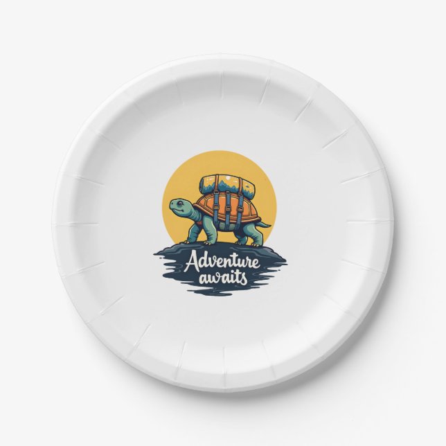 Adventure Awaits is Hiking Adventures is Outdoor A Pappteller (Vorderseite)