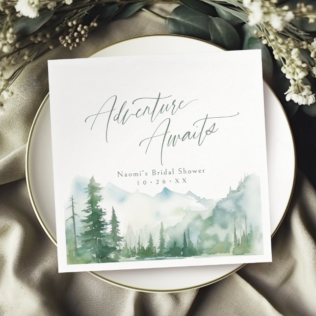 Adventure Awaits Mountain Rustic Bridal Shower Serviette (Adventure Awaits Mountain Rustic Bridal Shower Napkins)