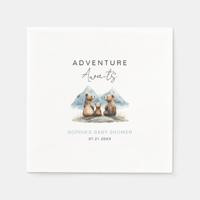 Adventure Awaits Mountains Safari Baby Shower  Serviette (Vorderseite)