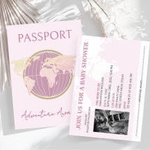 Adventure Awaits Passport Girl Baby Shower Travel