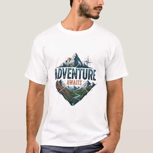 Adventure Awaits Peaks & Valleys T-Shirt (Vorderseite)