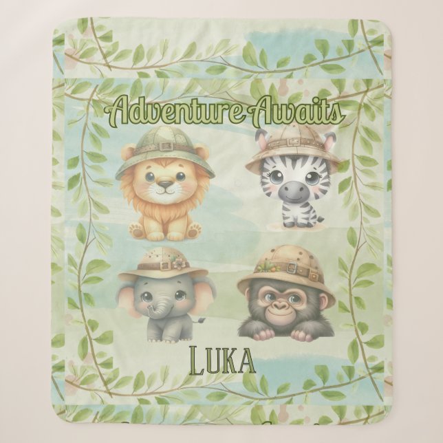 Adventure Awaits Personalize Safari Woodlands Baby Sherpadecke (Vorderseite)