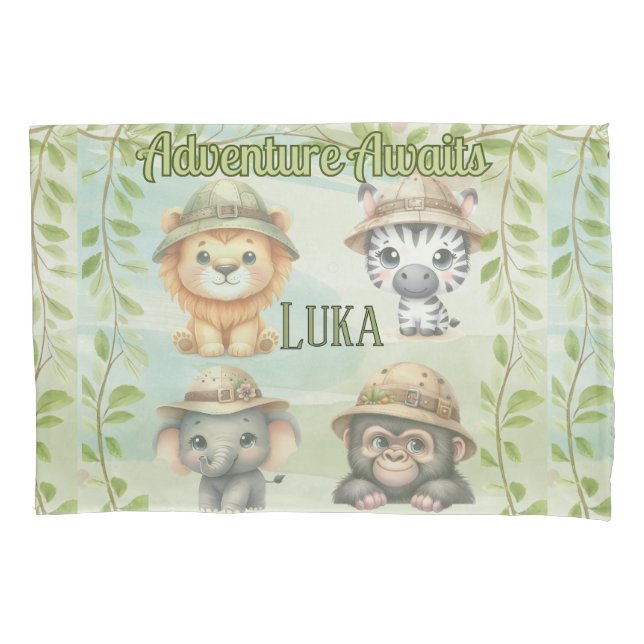 Adventure Awaits Personalize Safari Woodlands  Kissenbezug (Vorderseite)