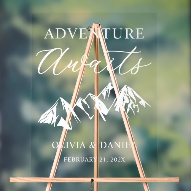 Adventure Awaits Personalized Wedding Acrylschild (Neutral)