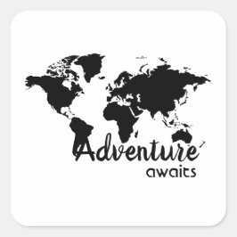 Adventure awaits quadratischer aufkleber