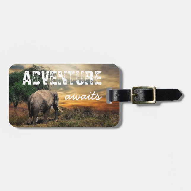 "Adventure Awaits" Thailand Elephant Gepäckanhänge Gepäckanhänger (Vorderseite horizontal)