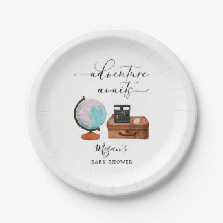 Adventure Awaits Travel Baby Shower Pappteller