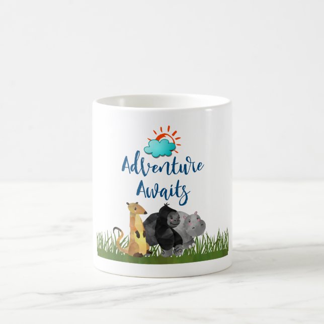 Adventure Awaits Watercolor Safari Jungle Animals Kaffeetasse (Mittel)