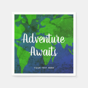 Adventure Awaits Weltkarte Erde Hochzeit Serviette