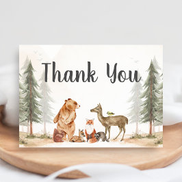 Adventure Awaits Woodland Baby Shower Dankeskarte