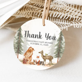 Adventure Awaits Woodland Baby Shower Geschenkanhänger