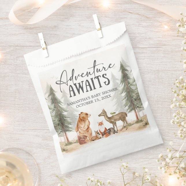 Adventure Awaits Woodland Baby Shower Geschenktütchen (Ausgeschnitten)