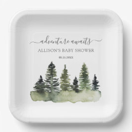 Adventure Awaits Woodland Baby Shower Pappteller