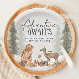 Adventure Awaits Woodland Baby Shower Pappteller