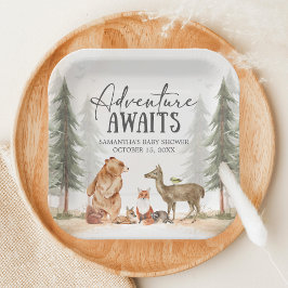 Adventure Awaits Woodland Baby Shower Pappteller