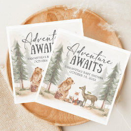 Adventure Awaits Woodland Baby Shower Serviette
