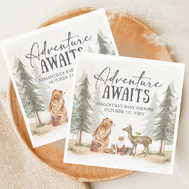 Adventure Awaits Woodland Baby Shower Serviette