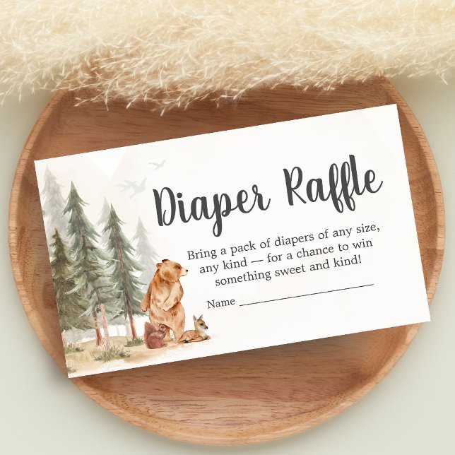 Adventure Awaits Woodland Shower Diaper Raffle Begleitkarte (Woodland Baby Shower Diaper Raffle)