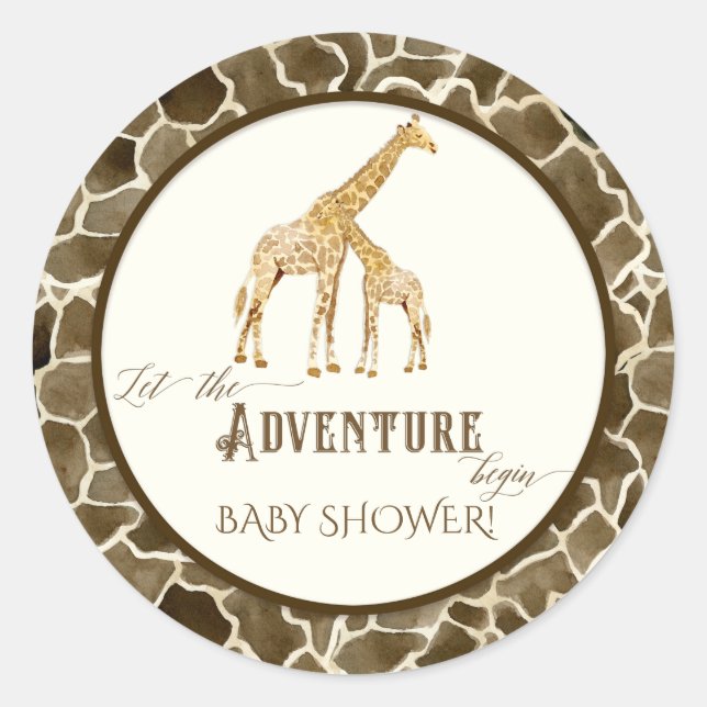 Adventure Baby Boy Dusche Wasserfarbe Thema Runder Aufkleber (Vorderseite)