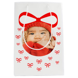 Adventure Baby First Christmas Foto mit Red Bows Mittlere Geschenktüte