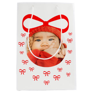 Adventure Baby First Christmas Foto mit Red Bows Mittlere Geschenktüte