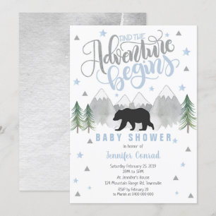 Adventure Baby Shower Einladung, Black Bear Baby Einladung