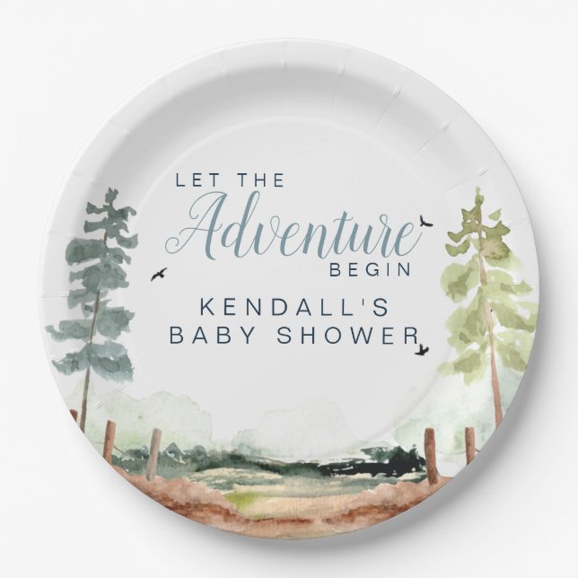 Adventure Baby Shower Pappteller (Vorderseite)