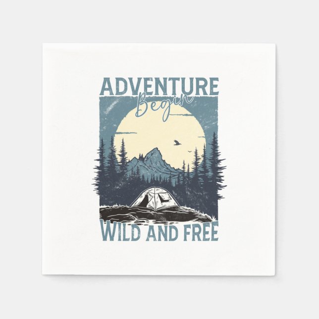 Adventure Begin - Wild und kostenlos Serviette (Vorderseite)