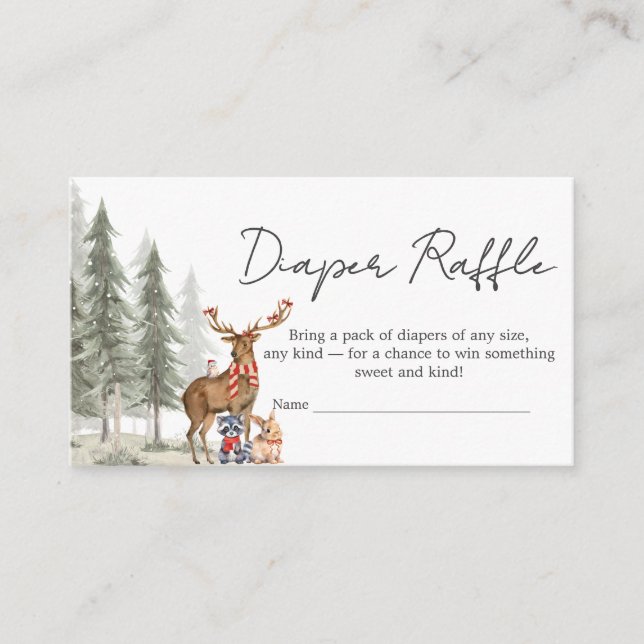 Adventure Begin Winter Baby Shower Diaper Raffle Begleitkarte (Vorderseite)