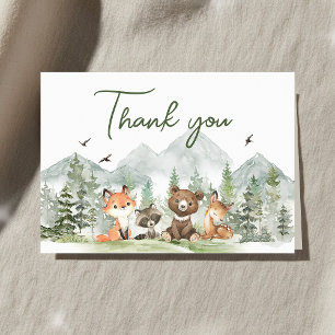 Adventure Begin Woodland Animals Baby Shower Dankeskarte