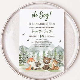 Adventure Begin Woodland Animals Baby Shower Einladung