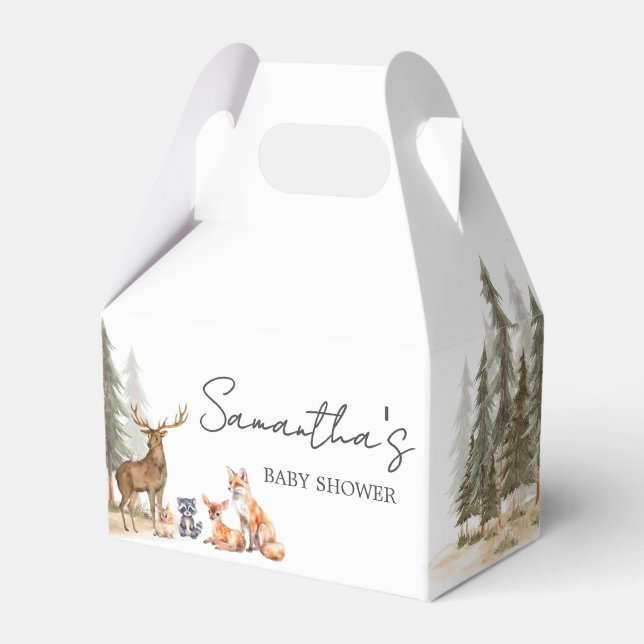 Adventure Begin Woodland Animals Baby Shower Geschenkschachtel (Vorderseite)