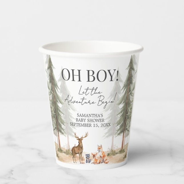 Adventure Begin Woodland Animals Baby Shower Pappbecher (Vorderseite)