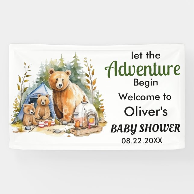 Adventure Begin Woodland Babydusche Banner (Horizontal)