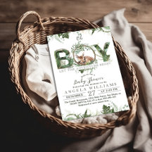 Adventure Begin Woodland Deer Baby Boy Dusche