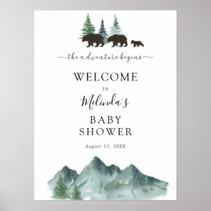 Adventure Beginns Bear Baby Shower Willkommenspend Poster
