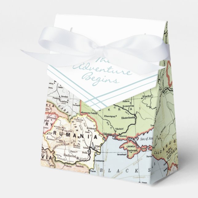 Adventure Beginnt Party Shower Travel Weltkarte Geschenkschachtel (Vorderseite)