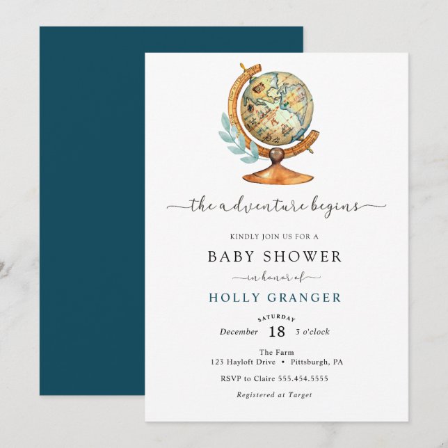 Adventure Begins Baby Shower Einladung (Vorne/Hinten)