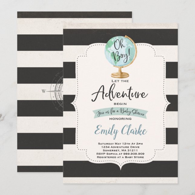 Adventure Begins Baby Shower Einladung Karte Dusch (Vorne/Hinten)
